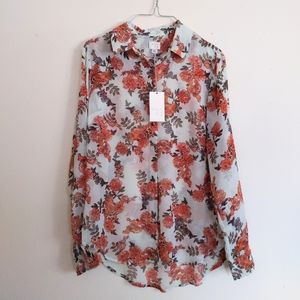 A New Day Sheer Floral Shirt M